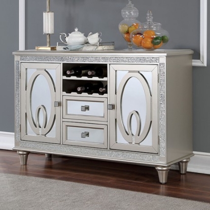 Furniture Of America Cathalina Transitional Mirror, Solid Wood, Others Silver Server | CM3541SV-SV
