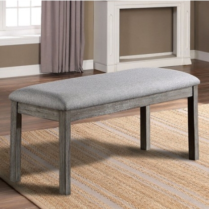 Furniture Of America Laquila Rustic Fabric, Solid Wood, Wood Veneer, Others Gray Bench | CM3542GY-BN