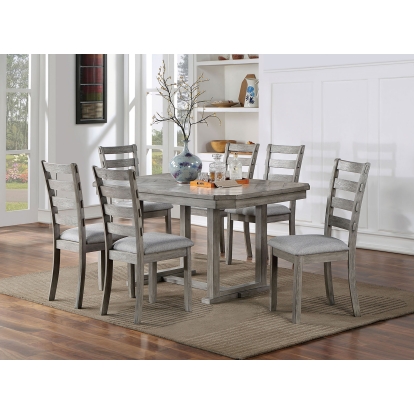 Laquila Rustic Gray 7 Piece Dining Table Set Model CM3542GY-T-7PC by Furniture of America