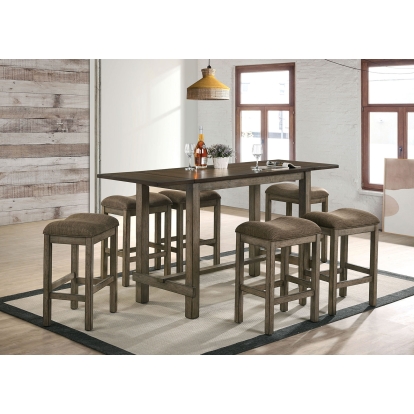 Gumboro Rustic Dark Walnut/Chestnut/Brown Counter Height Table with 2 x 12" Leaves Model CM3547BR-PT by Furniture of America