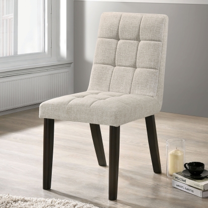 Gottingen Contemporary Dark Walnut/Beige Side Chair (Set of 2) Model CM3549BG-SC-2PK by Furniture of America
