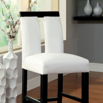 Furniture of America Luminar Contemporary Leatherette Solid with Wood Veneer Black-White Counter Ht. Chair (2-Box) Model CM3559PC-2PK