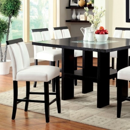 Furniture Of America Luminar Contemporary Leatherette, Tempered Glass, Solid Wood, Wood Veneer, Others Black Counter Ht. Table | CM3559PT