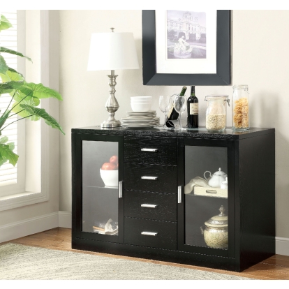 Luminar Contemporary Black Server with LED Lights Model CM3559SV by Furniture of America