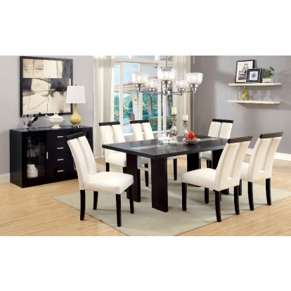 Luminar Contemporary Black/Beige 7 Piece Dining Table Set Model CM3559T-7PC by Furniture of America