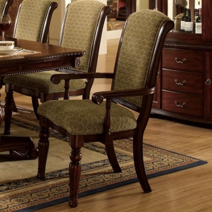 Furniture Of America Majesta Traditional Fabric, Solid Wood, Wood Veneer, Others Dark Cherry Arm Chair (2/Box) | CM3561AC-2PK
