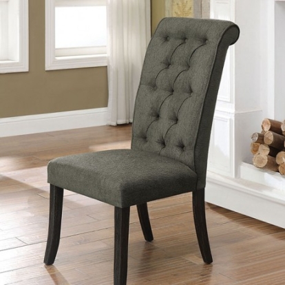 Furniture of America Sania Rustic Fabric Solid with Wood Antique Black-Gray Side Chair (2-Ctn) Model CM3564GY-SC-2PK