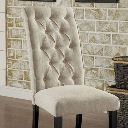 Furniture of America Mashall Rustic Fabric Solid with Wood Veneer Beige-Antique Black Side Chair (2-Ctn) Model CM3564SC-2PK