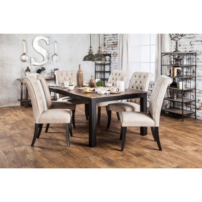 Marshall Rustic Oak/Beige 7 Piece Dining Table Set Model CM3564T-7PC by Furniture of America