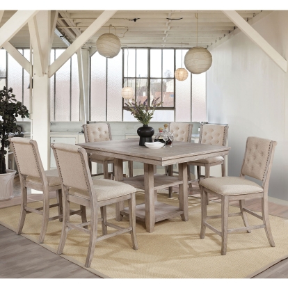 Ledyard Rustic Natural Tone/Beige 7 Piece Counter Height Dining Table Set Model CM3576PT-7PC by Furniture of America
