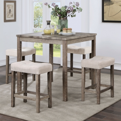 Torreon Transitional Gray/Beige 5 Piece Counter Height Table Set Model CM3582LG-PT-5PK by Furniture of America