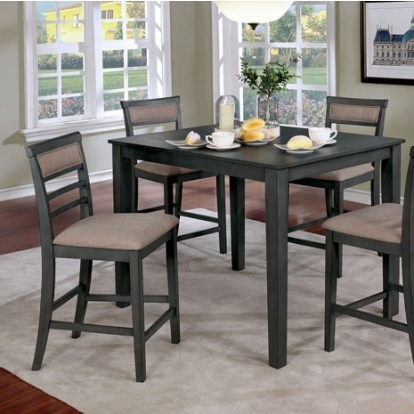 Furniture Of America Fafnir Transitional Fabric, Solid Wood, Wood Veneer, Others Weathered Gray/Beige 5 Pc. Counter Ht. Table Set | CM3607PT-5PK-CHAIR