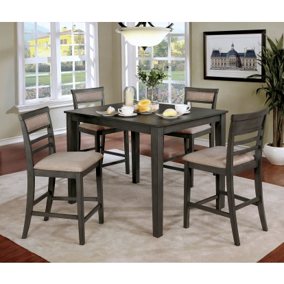 Fafnir Transitional Weathered Gray/Beige 5 Piece Counter Height Table Set Model CM3607PT-5PK by Furniture of America