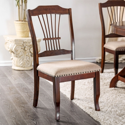 Jordyn Transitional Brown Cherry/Beige Side Chair (Set of 2) Model CM3626SC-2PK by Furniture of America