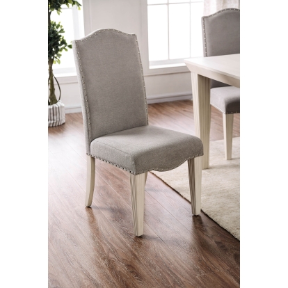 Daniella Transitional Antique White/Gray Side Chair (Set of 2) Model CM3630SC-2PK by Furniture of America