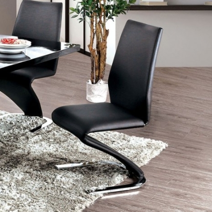 Furniture Of America Midvale Contemporary Leatherette, Metal, Others Black/Chrome Side Chair (2/Ctn) | CM3650BK-SC-2PK