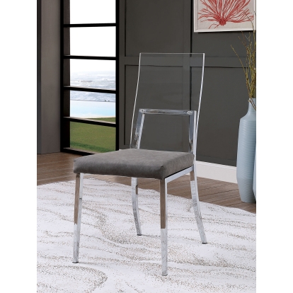 Casper Contemporary Chrome Side Chair (Set of 2) Model CM3654SC-2PK by Furniture of America