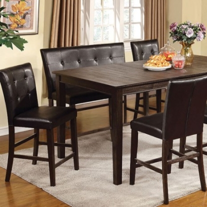 Furniture Of America Edgemont Rustic Solid Wood, Wood Veneer, Others Dark Oak Counter Ht. Table | CM3681DK-PT