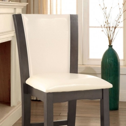 Furniture of America Manhattan Contemporary Leatherette Solid with Wood Veneer Gray-White Counter Ht. Chair (2-Box) Model CM3710GY-PC-2PK