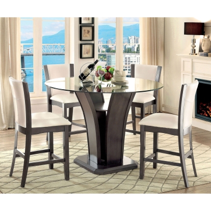 Manhattan Contemporary Gray Round Counter Height Table Model CM3710GY-PT-TABLE by Furniture of America