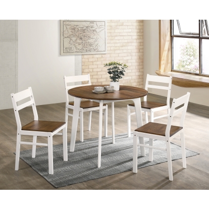 Debbie Transitional Walnut/White 5 Piece Round Dining Table Set Model CM3713RT-5PK by Furniture of America