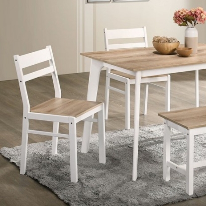 Furniture of America Debbie Transitional Solid with Wood Natural-White 5 Pc. Dining Table Set Model CM3714NT-T-BN-5PK