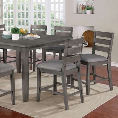 Furniture of America Viana Transitional Linen-Like Solid with Wood Veneer Gray Counter Ht. Table Model CM3716PT