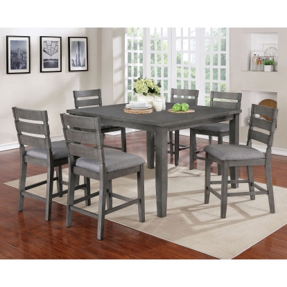 Viana Transitional Gray/Light Gray 7 Piece Counter Height Dining Table Set Model CM3716PT-7PC by Furniture of America