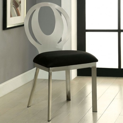 Furniture of America Orla Contemporary Metal Microfiber Silver-Black Side Chair (2-Box) Model CM3726SC-2PK