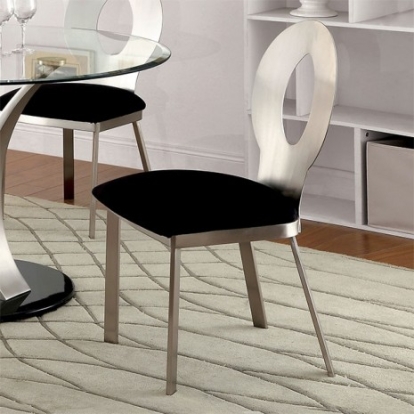Furniture of America Valo Contemporary Metal Microfiber Silver-Black Side Chair (2-Box) Model CM3727SC-2PK