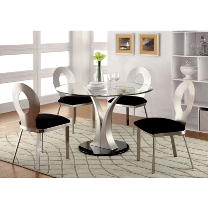 Valo Contemporary Silver/Black 5 Piece Dining Table Set Model CM3727T-5PC by Furniture of America