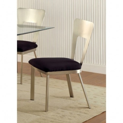Furniture of America Nova Contemporary Metal Microfiber Silver-Black Side Chair (2-Box) Model CM3728SC-2PK