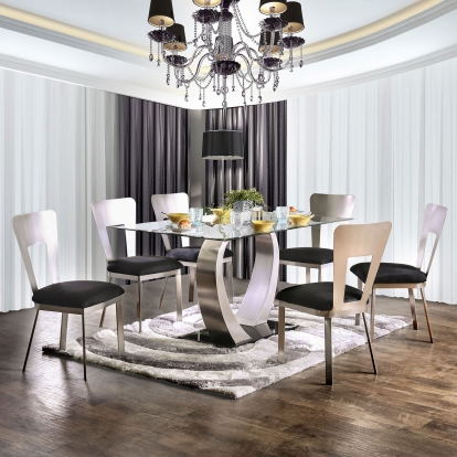 Nova Contemporary Silver/Black Dining Table Model CM3728T-TABLE by Furniture of America