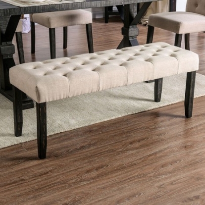 Furniture Of America Alfred Rustic Linen-Like, Solid Wood, Others Antique Black/Ivory Bench | CM3735IV-BN