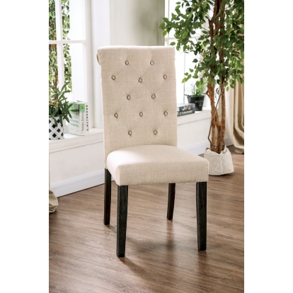 Alfred Rustic Antique Black/Ivory Side Chair (Set of 2) Model CM3735IV-SC-2PK by Furniture of America
