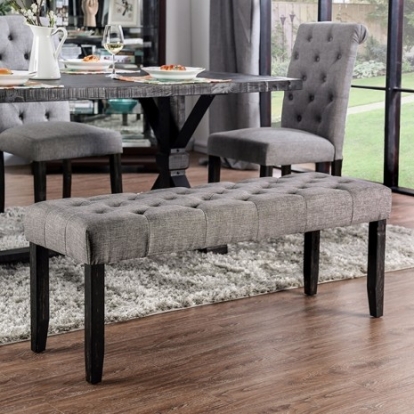 Furniture Of America Alfred Rustic Linen-Like, Solid Wood, Others Antique Black/Light Gray Bench | CM3735LG-BN