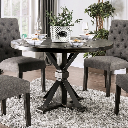 Alfred Rustic Antique Black/Ivory Round Table Model CM3735RT by Furniture of America