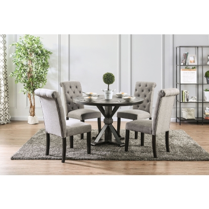 Alfred Rustic Antique Black/Ivory 5 Piece Round Dining Table Set Model CM3735RT-5PC-LG by Furniture of America