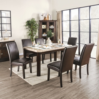 Faven Transitional White/Dark Walnut Dining Table Model CM3741T by Furniture of America