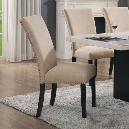 Furniture of America Kian Contemporary Fabric Solid with Wood Veneer Black-Beige Side Chair Beige (2-Ctn) Model CM3744BG-SC-2PK