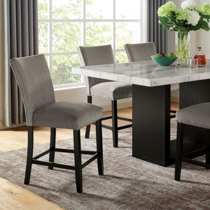 Furniture of America Kian Contemporary Genuine Marble Solid with Wood Veneer White-Black Counter Ht. Table Model CM3744PT-TABLE