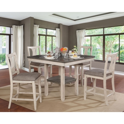 Ann Rustic Antique White/Gray 5 Piece Counter Height Table Set Model CM3752PT-5PK by Furniture of America