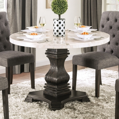 Elfredo Rustic White/Antique Black Round Table Model CM3755RT-TABLE by Furniture of America