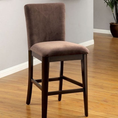 Furniture Of America Atwood Contemporary Velvet-Like, Solid Wood Dark Walnut Counter Ht. Chair (2/Box) | CM3773PC-2PK