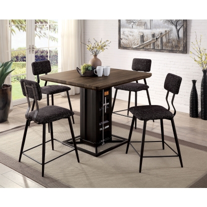 Dicarda Industrial Distressed Walnut/Sand Black 5 Piece Dining Table Set Model CM3789BK-PT-5PC by Furniture of America