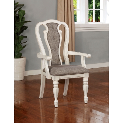 Leslie Transitional White Wash/Ash Brown Arm Chair (Set of 2) Model CM3795AC-2PK by Furniture of America