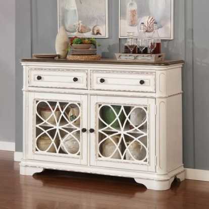 Furniture of America Leslie Transitional Solid with Wood Veneer White Wash-Walnut Server Model CM3795SV