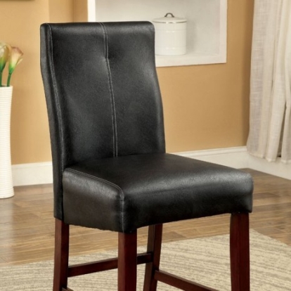 Furniture of America Bonneville Transitional Leatherette Solid with Wood Brown Cherry-Black Counter Ht. Chair (2-Box) Model CM3824PC-2PK