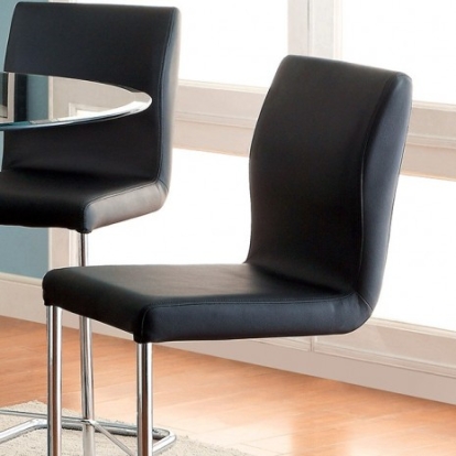 Furniture of America Lodia Contemporary Leatherette Metal Black-Chrome Counter Ht. Chair (2-Box) Model CM3825BK-PC-2PK