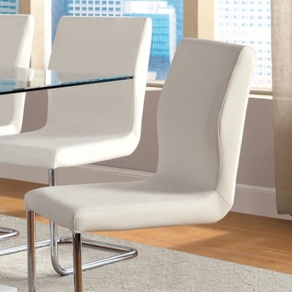 Furniture of America Lodia Contemporary Leatherette Metal White Side Chair (2-Box) Model CM3825WH-SC-2PK